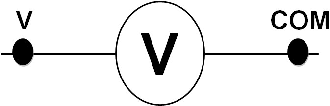 Symbole d'un voltmètre